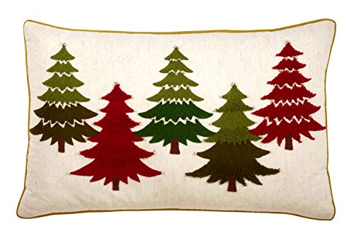 Fennco Styles Arbres Embroidered Christmas Trees Lumbar Pillow 14"×22"