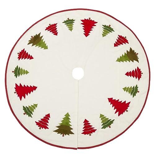 Fennco Styles Embroidered Christmas Tree Skirt – Multicolour Cotton