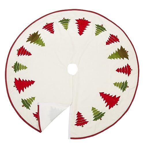 Fennco Styles Embroidered Christmas Tree Skirt – Multicolour Cotton