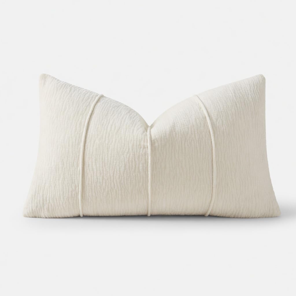 Fennco Styles Chenille Lumbar Throw Pillow with Insert – Ribbed Corded