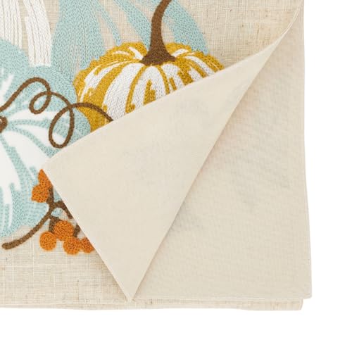 Fennco Styles Harvest Pumpkin Embroidered Table Runner, 16" × 70" – Natural