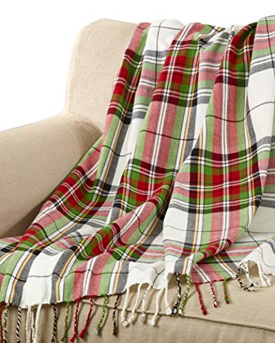 Fennco Styles Country Plaid Tassel 100% Cotton Throw 50"×60"