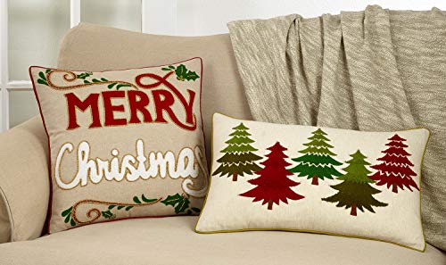Fennco Styles Arbres Embroidered Christmas Trees Lumbar Pillow 14"×22"