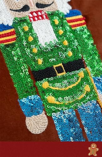 Fennco Styles Embroidered Sequin Nutcracker Velvet Filled Throw Pillow