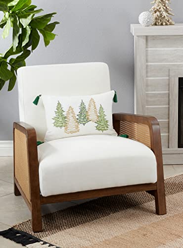 Fennco Styles Embroidered Christmas Trees Throw Pillow 12"×18"