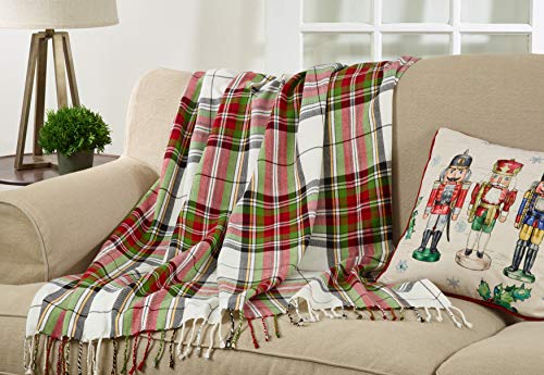 Fennco Styles Country Plaid Tassel 100% Cotton Throw 50"×60"