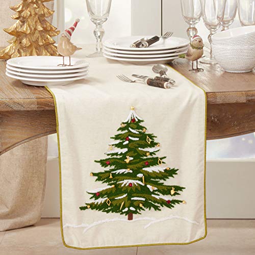 Fennco Styles Embroidered Christmas Tree Table Runner 16"×72"