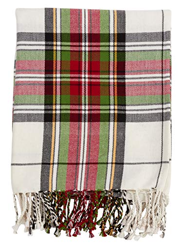 Fennco Styles Country Plaid Tassel 100% Cotton Throw 50"×60"