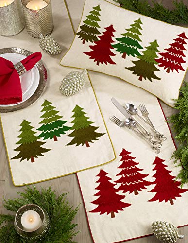 Fennco Styles Arbres Embroidered Christmas Trees Lumbar Pillow 14"×22"