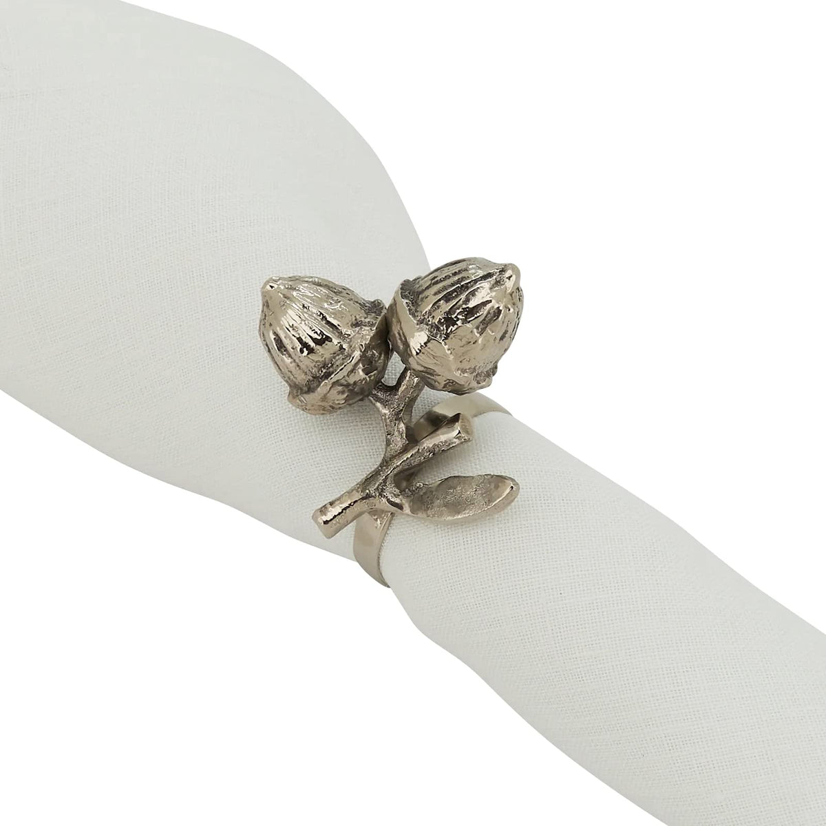 Fennco Styles Harvest Acorn Napkin Rings, Set of 4 – Silver
