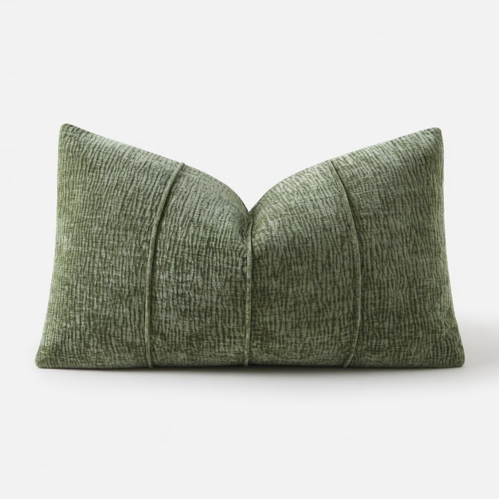 Fennco Styles Chenille Lumbar Throw Pillow with Insert – Ribbed Corded