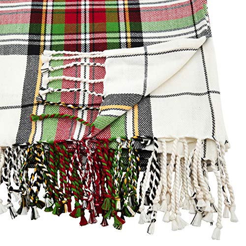 Fennco Styles Country Plaid Tassel 100% Cotton Throw 50"×60"