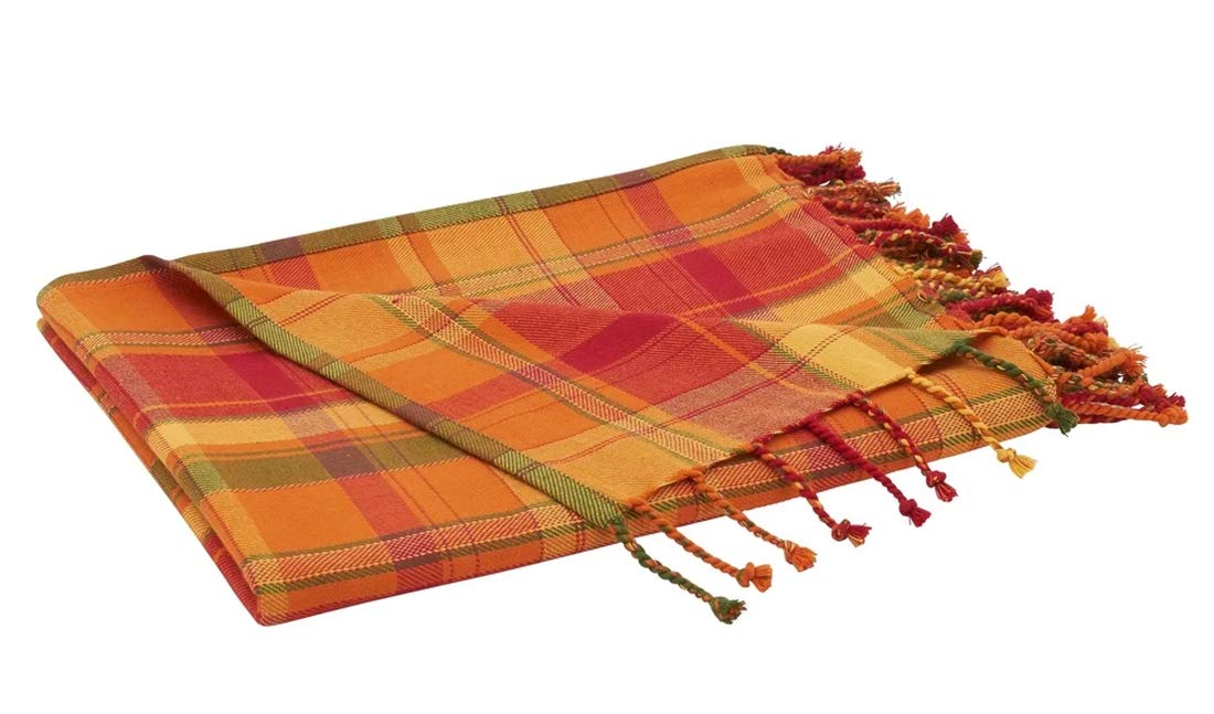 Fennco Styles Autumn Harvest Plaid Tassel Throw Blanket, 50" × 60" – Terracotta