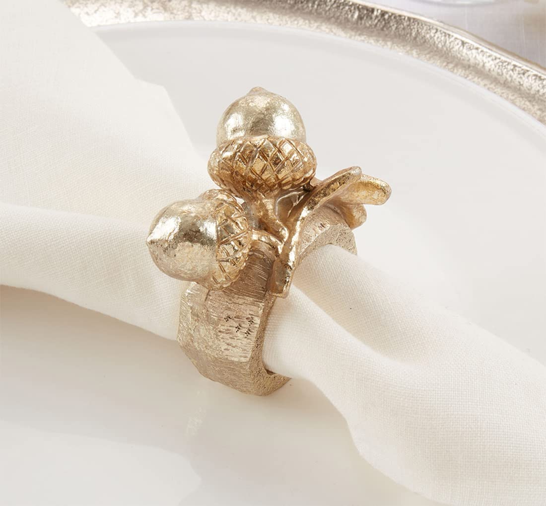 Fennco Styles Harvest Festive Acorn Napkin Rings, Set of 4 – Gold