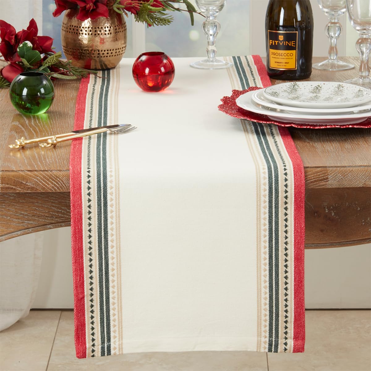 Fennco Styles Dobby Christmas Trees Cotton Placemats 13"×19" or Table Runner 16"×72"