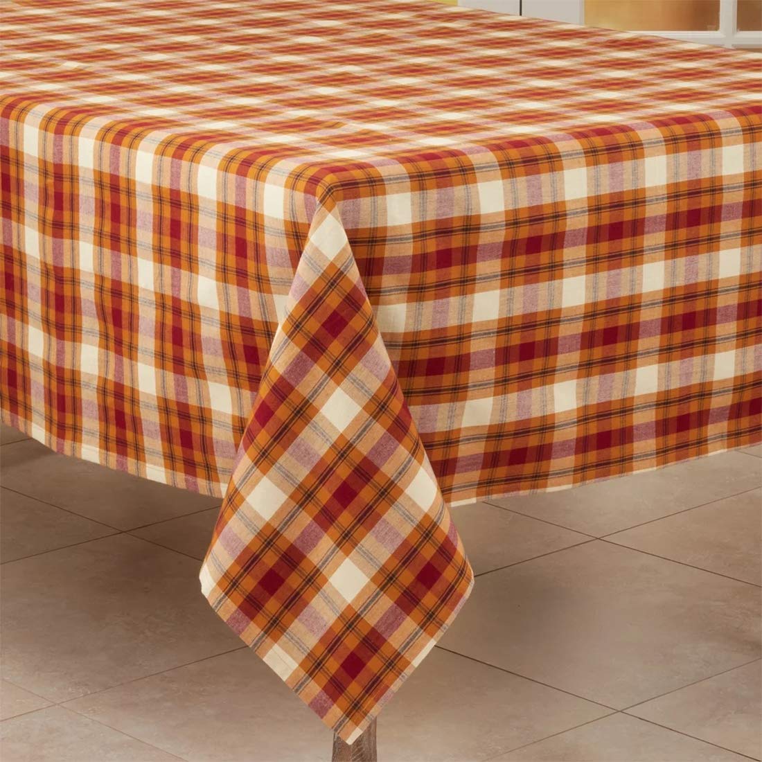 Fennco Styles Harvest Plaid Cotton Table Linens – Rust (Napkins Set of 4 or 70" Tablecloth)