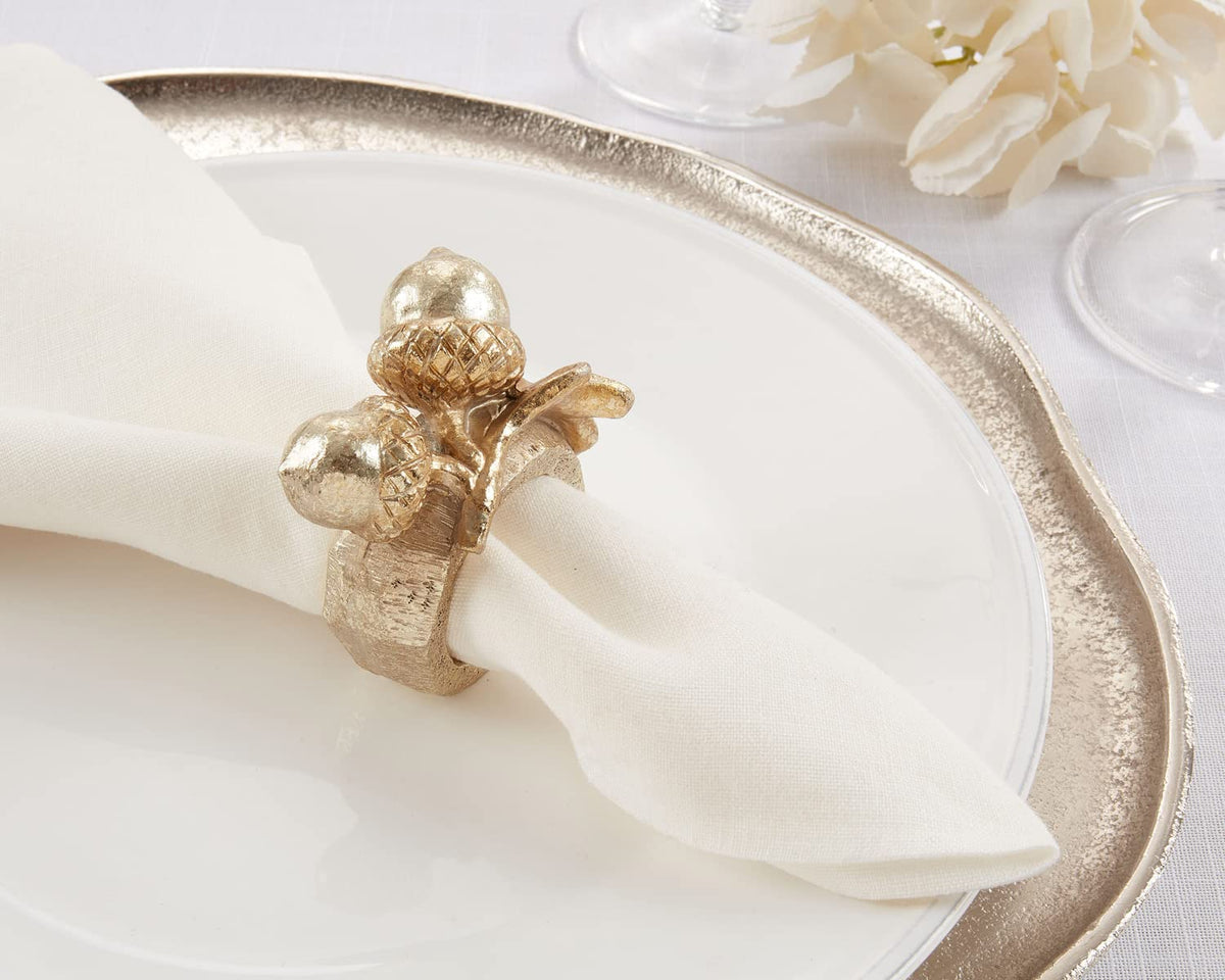 Fennco Styles Harvest Festive Acorn Napkin Rings, Set of 4 – Gold
