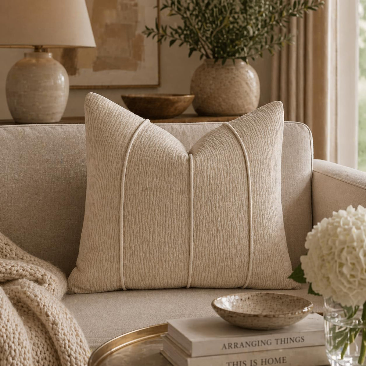 Fennco Styles Chenille Lumbar Throw Pillow with Insert – Ribbed Corded