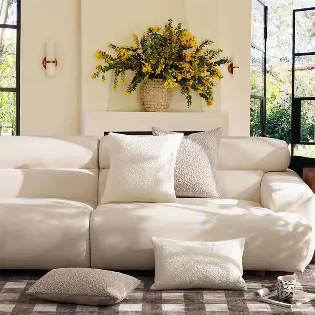Fennco Styles Chenille Bouclé-Style Filled Throw Pillow – Brown
