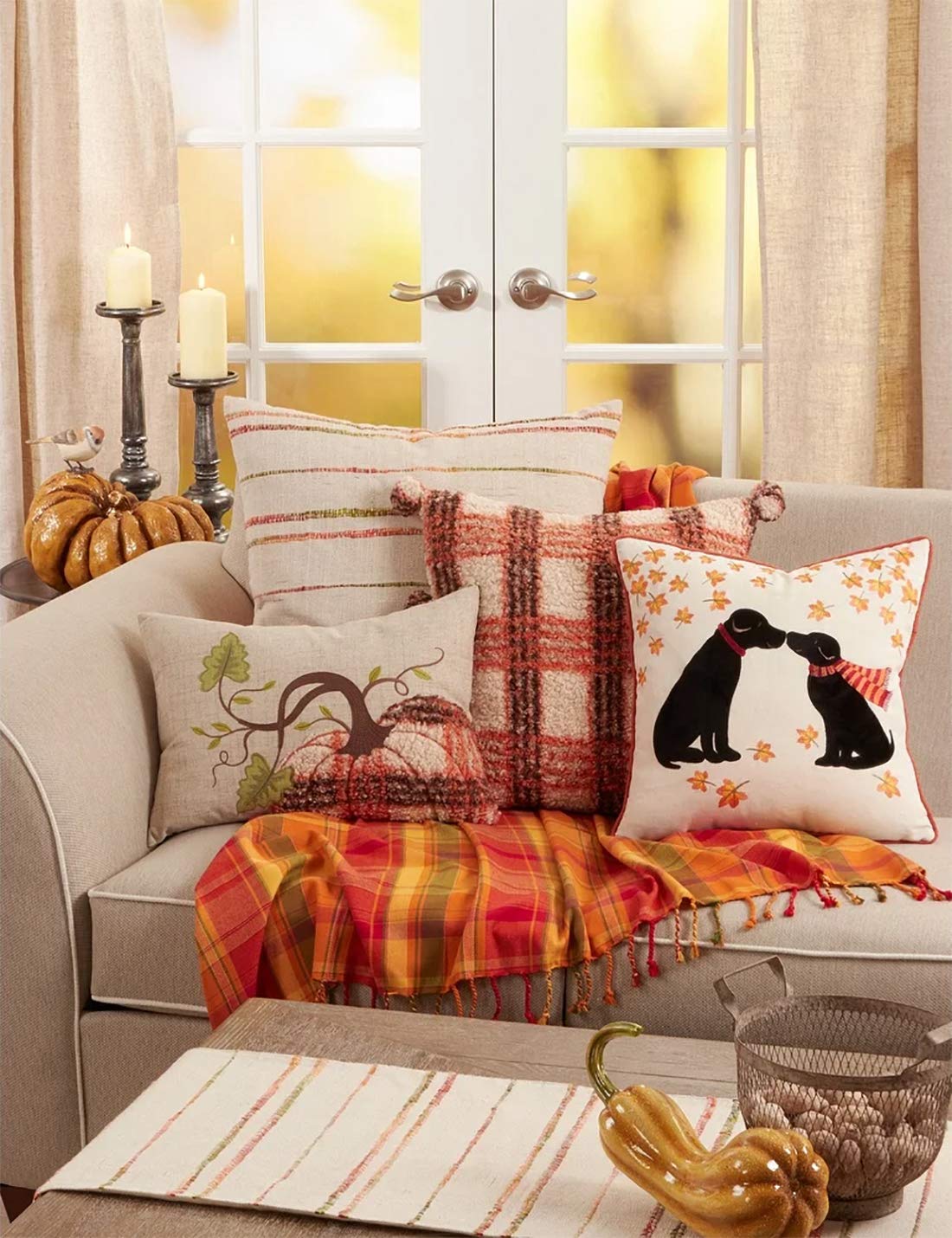 Fennco Styles Autumn Harvest Plaid Tassel Throw Blanket, 50" × 60" – Terracotta