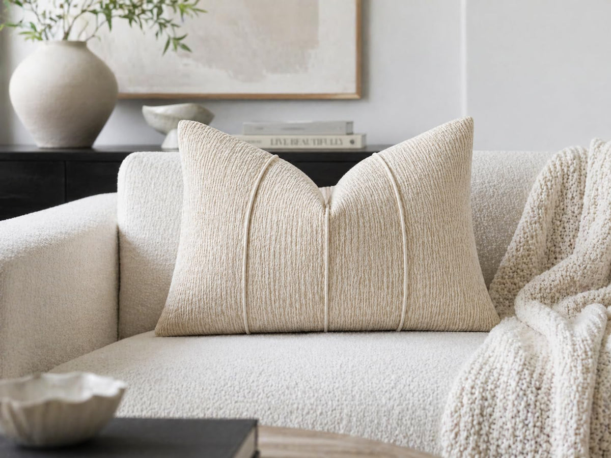 Fennco Styles Chenille Lumbar Throw Pillow with Insert – Ribbed Corded