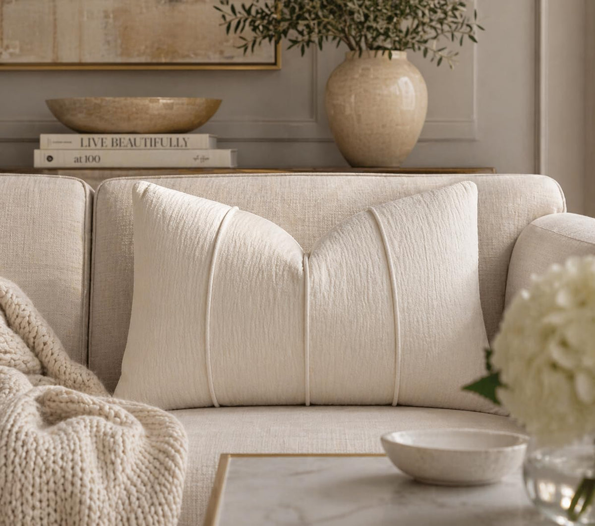 Fennco Styles Chenille Lumbar Throw Pillow with Insert – Ribbed Corded