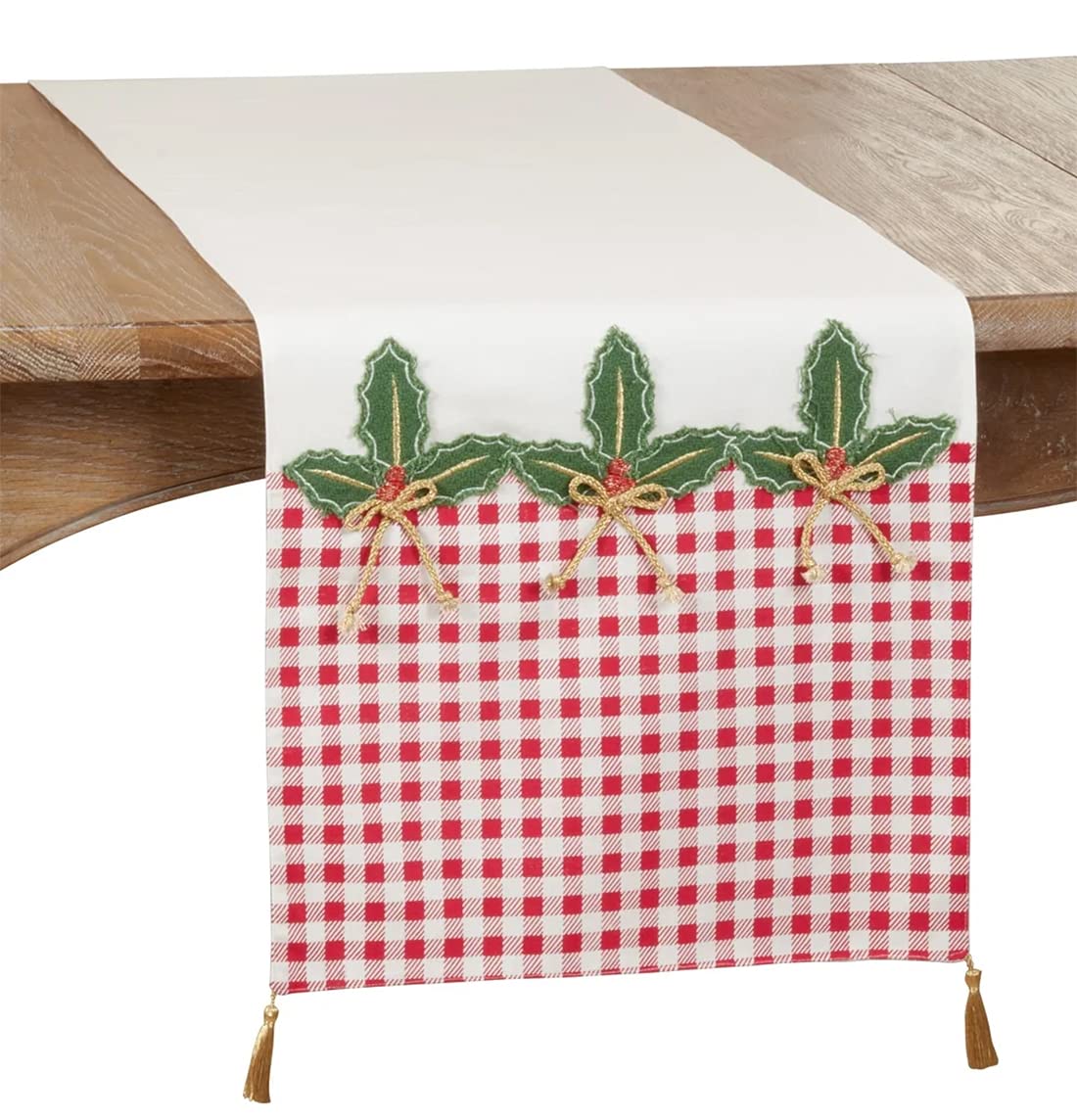 Fennco Styles Buffalo Plaid Holly Table Runner 16" W x 72" L - Classic Plaid Design for Home, Dining Table, Holiday, Christmas Décor, Banquet, Family Gathering and Special Occasion