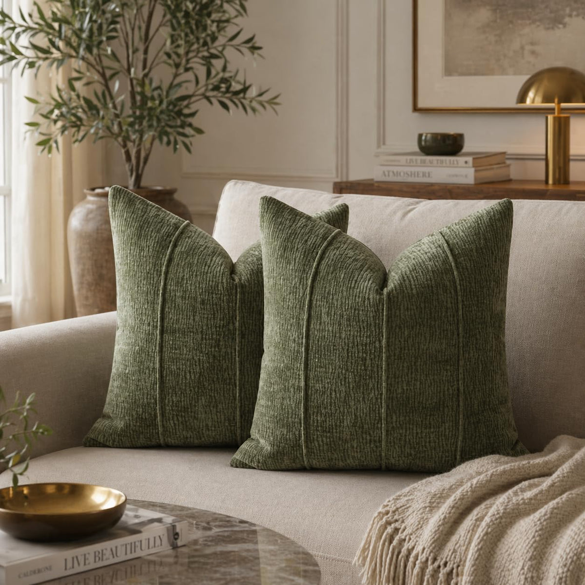 Fennco Styles Chenille Lumbar Throw Pillow with Insert – Ribbed Corded