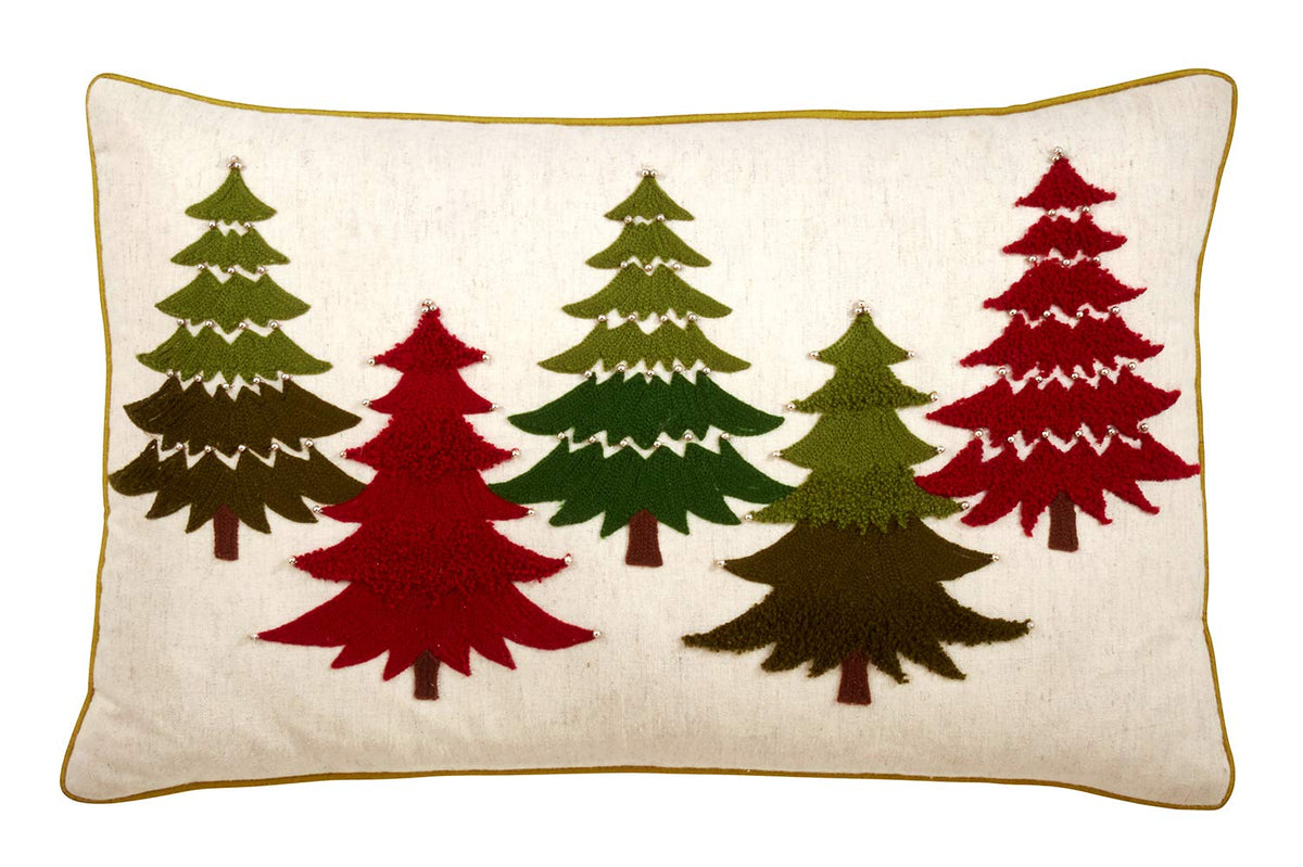 Fennco Styles Arbres Embroidered Christmas Trees Lumbar Pillow 14"×22"