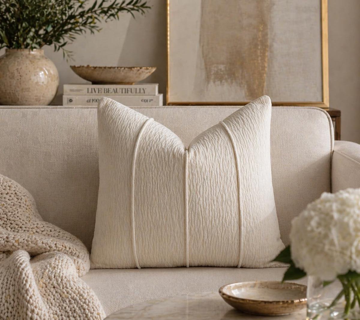Fennco Styles Chenille Lumbar Throw Pillow with Insert – Ribbed Corded