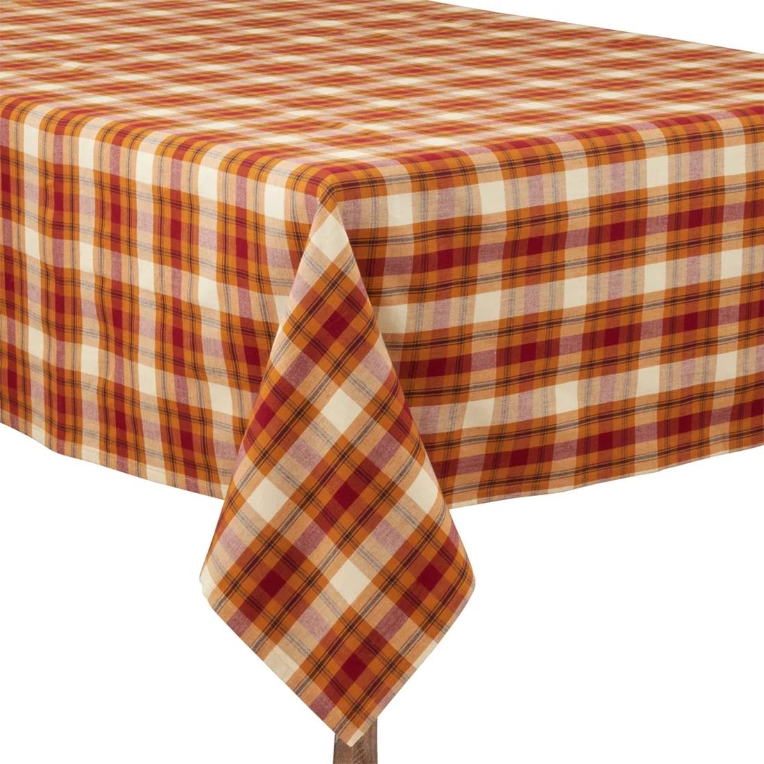 Fennco Styles Harvest Plaid Cotton Table Linens – Rust (Napkins Set of 4 or 70" Tablecloth)