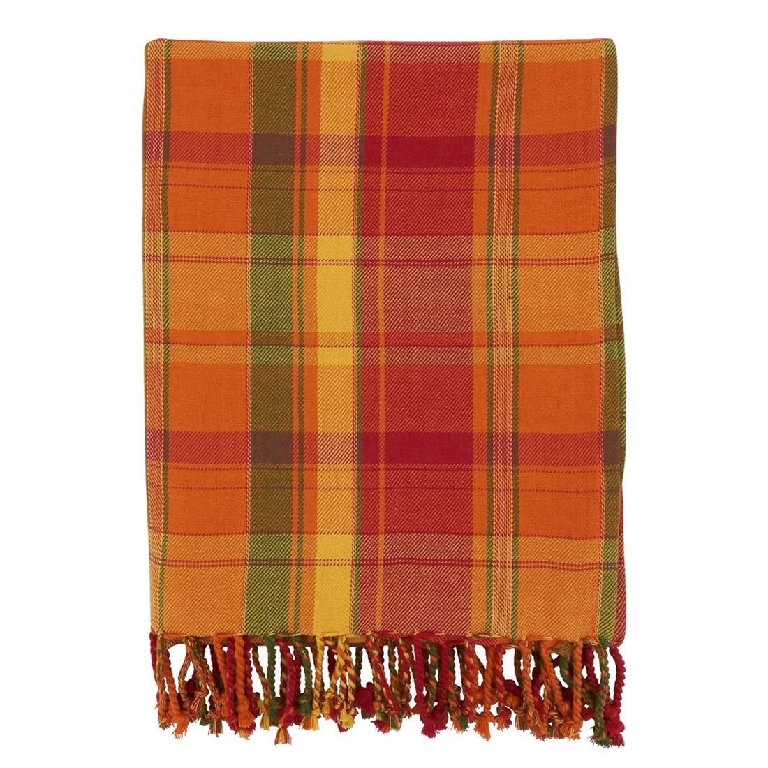 Fennco Styles Autumn Harvest Plaid Tassel Throw Blanket, 50" × 60" – Terracotta