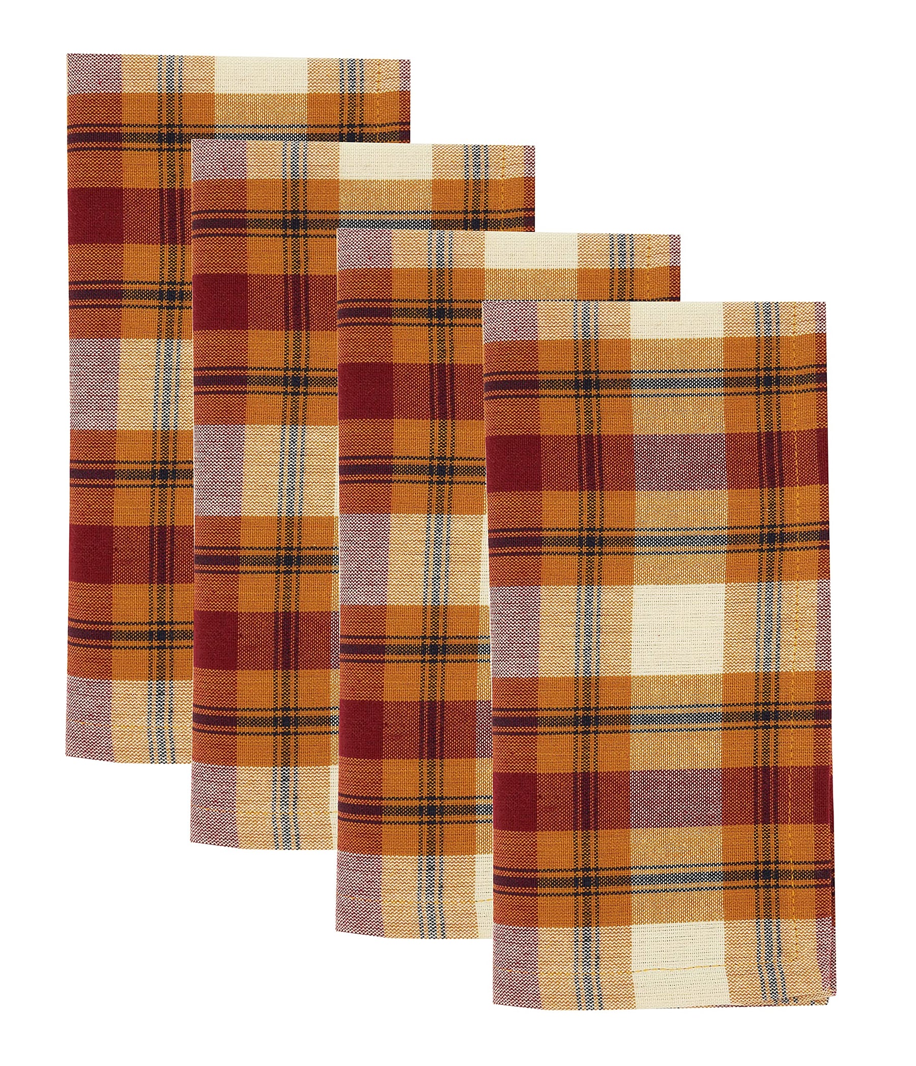 Fennco Styles Harvest Plaid Design 100% Cotton Tablecloth 70" W x 70" L - Autumn Rust Table Cover for Home, Dining Table Decor, Banquet, Thanksgiving and Special Event
