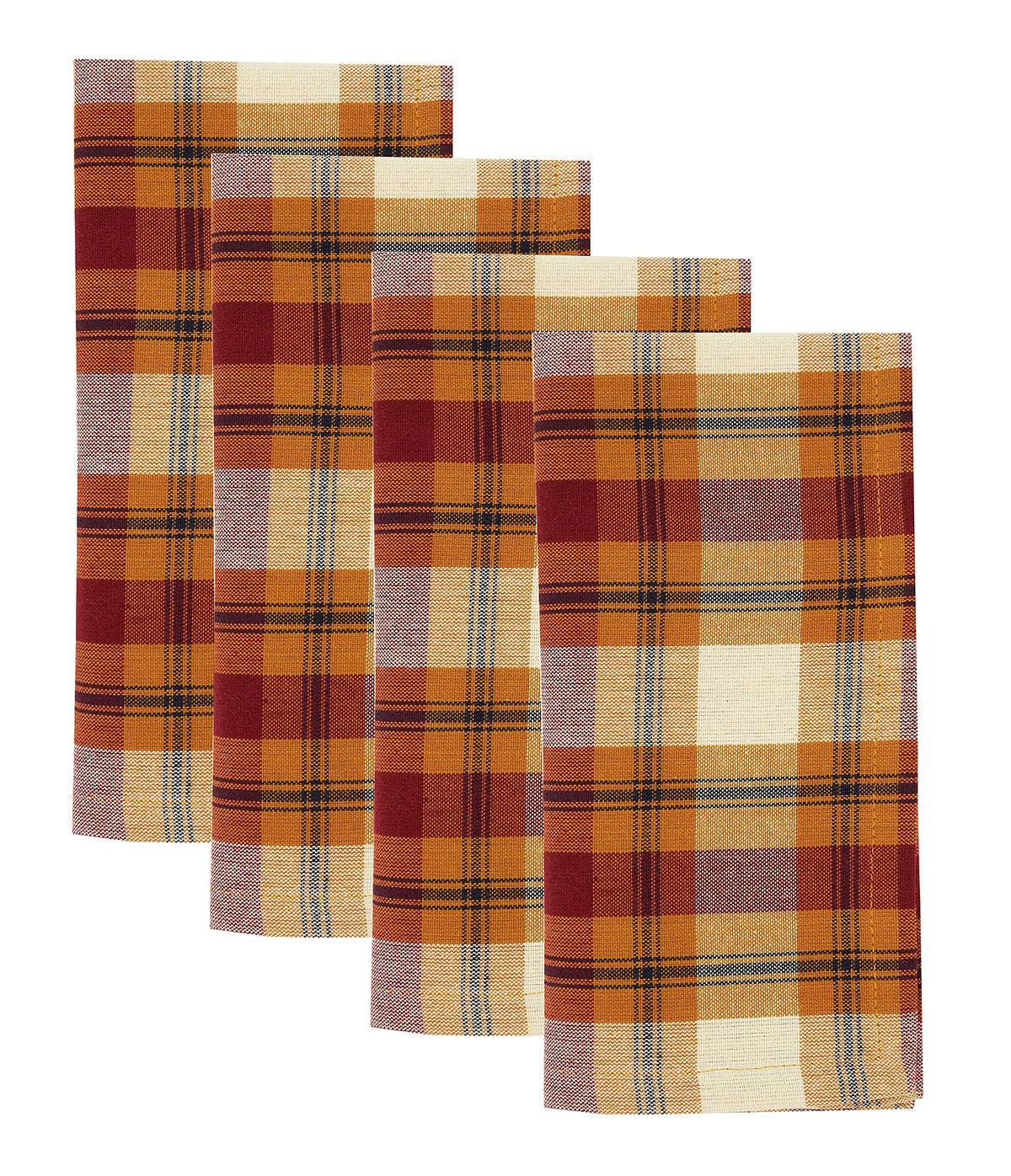 Fennco Styles Harvest Plaid Cotton Table Linens – Rust (Napkins Set of 4 or 70" Tablecloth)