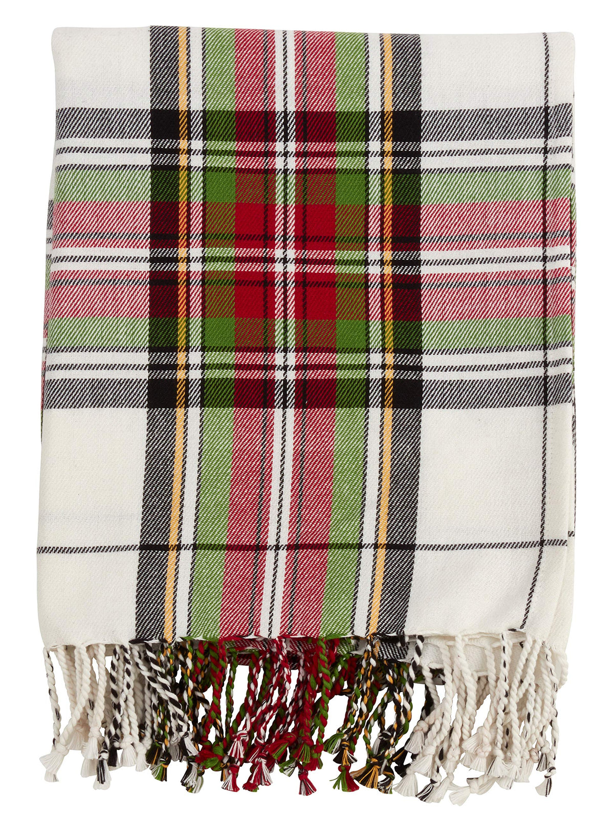 Fennco Styles Country Plaid Tassel 100% Cotton Throw 50"×60"