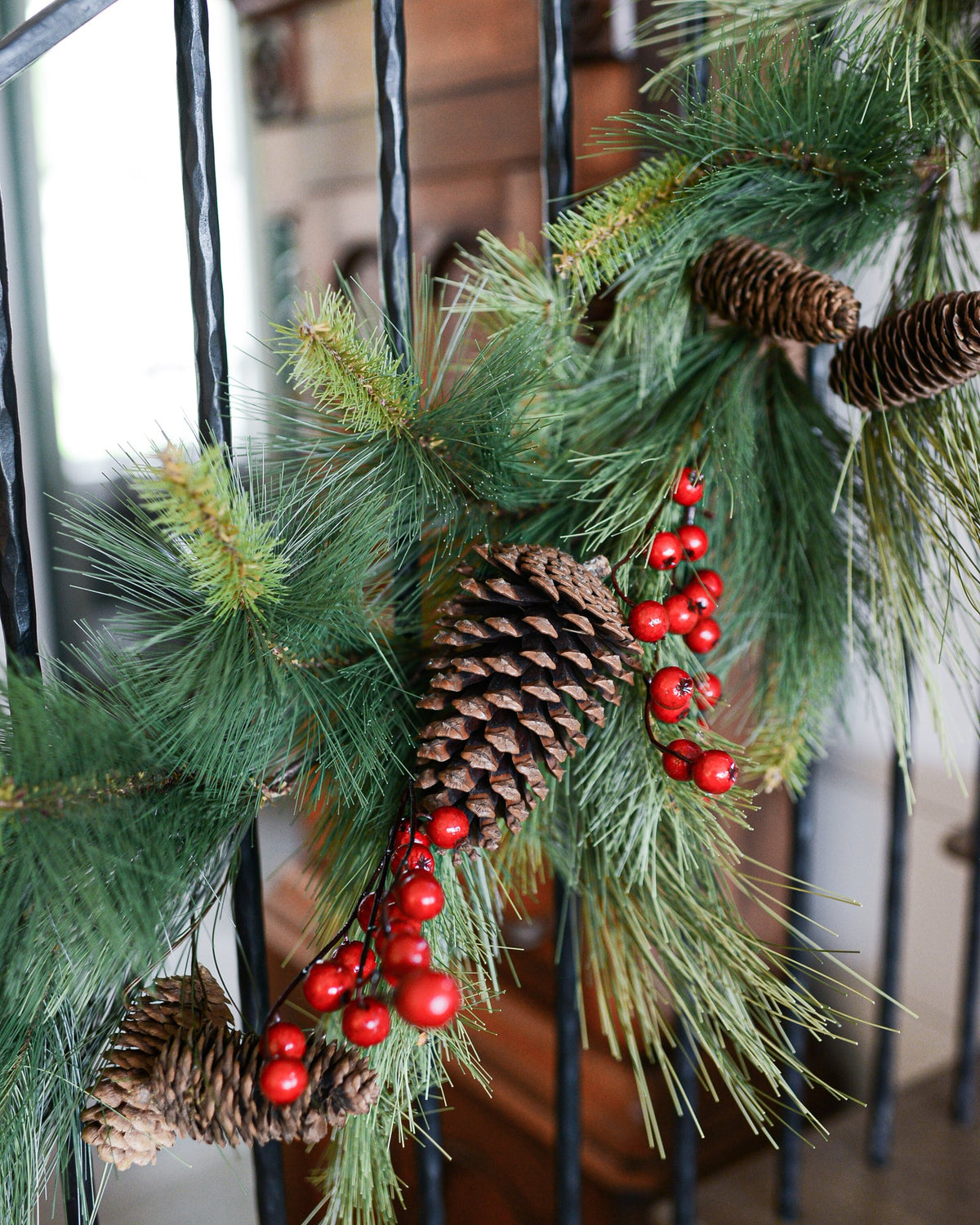 Adirondack Pine, Berry & Pinecone Faux Garland, 6 ft. – Branches Designs