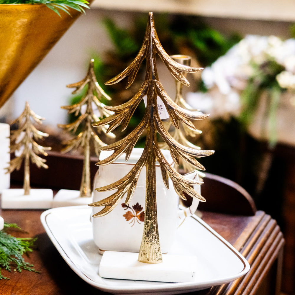 Tall Tree Gold Aluminum on Marble Base