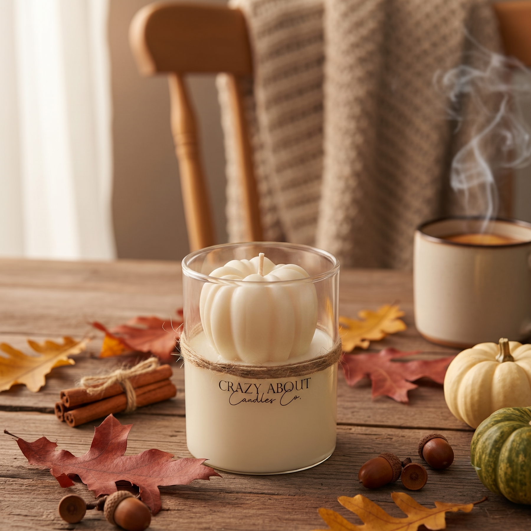 Pumpkin Candle in Glass Jar | Fall Soy Wax Candle