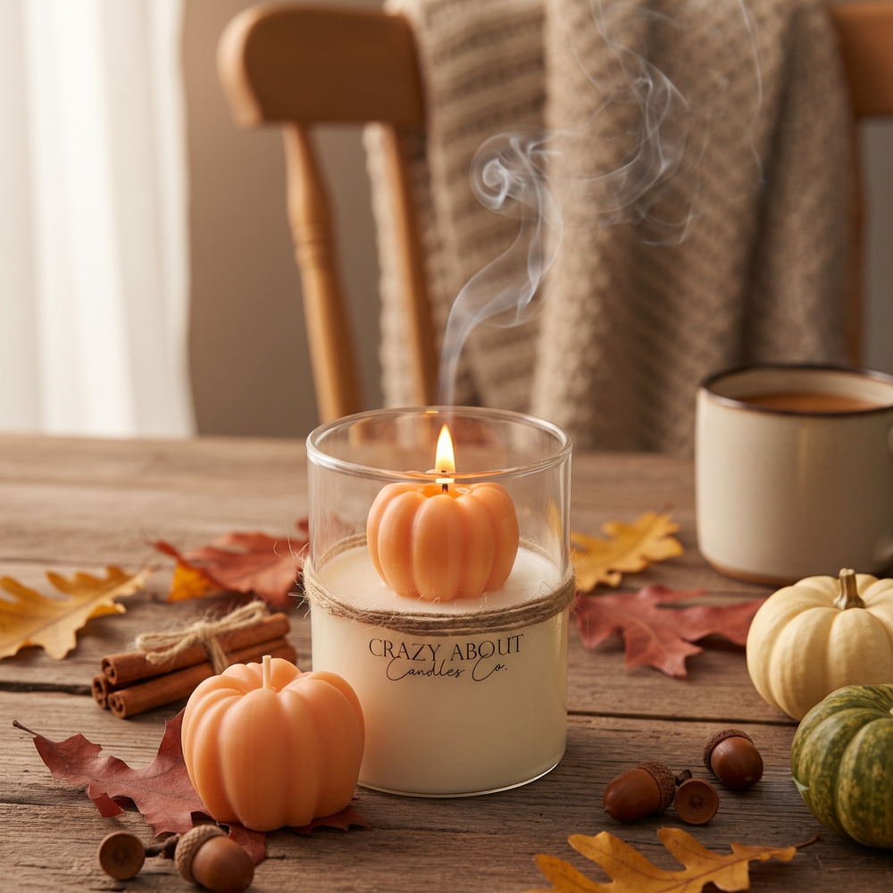 Pumpkin Candle in Glass Jar | Fall Soy Wax Candle