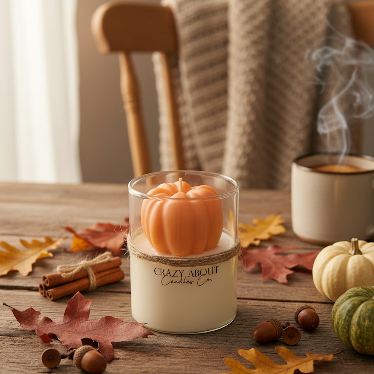 Pumpkin Candle in Glass Jar | Fall Soy Wax Candle