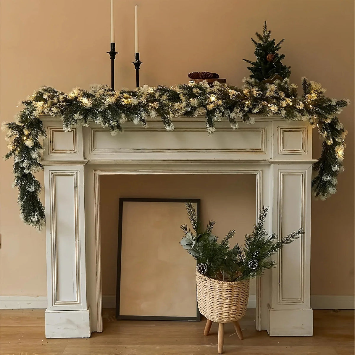 Rattan Christmas Wreath 6.4ft White Artificial Pine Ring