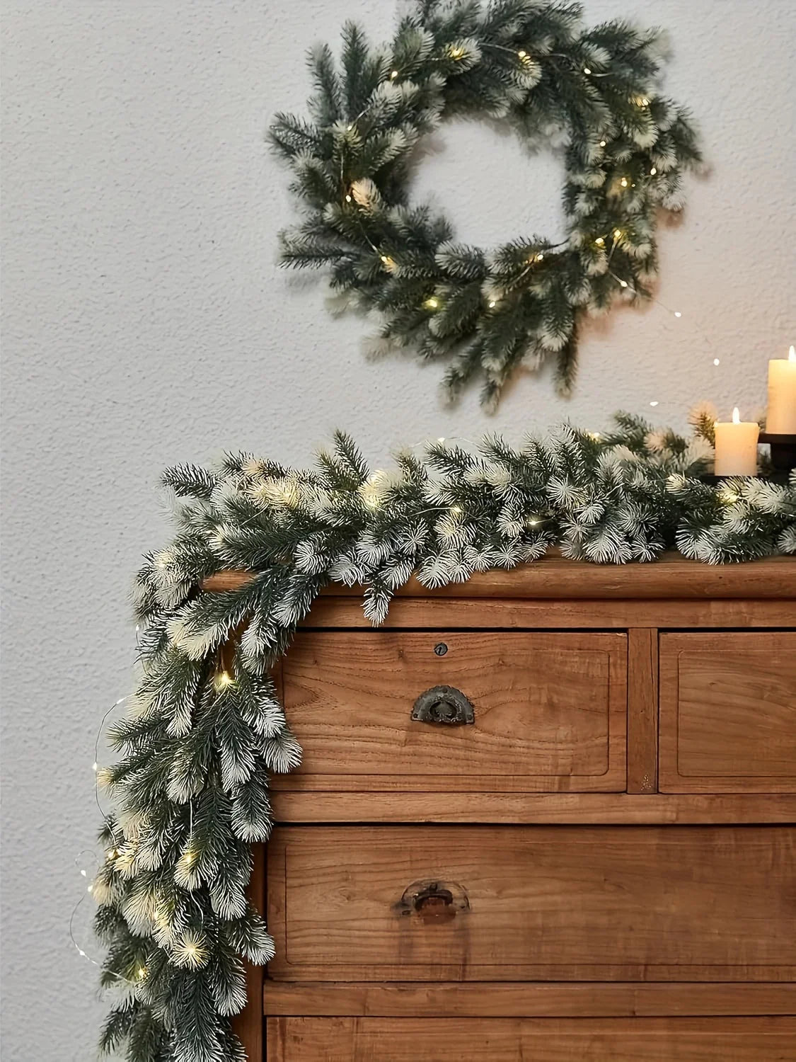 Rattan Christmas Wreath 6.4ft White Artificial Pine Ring