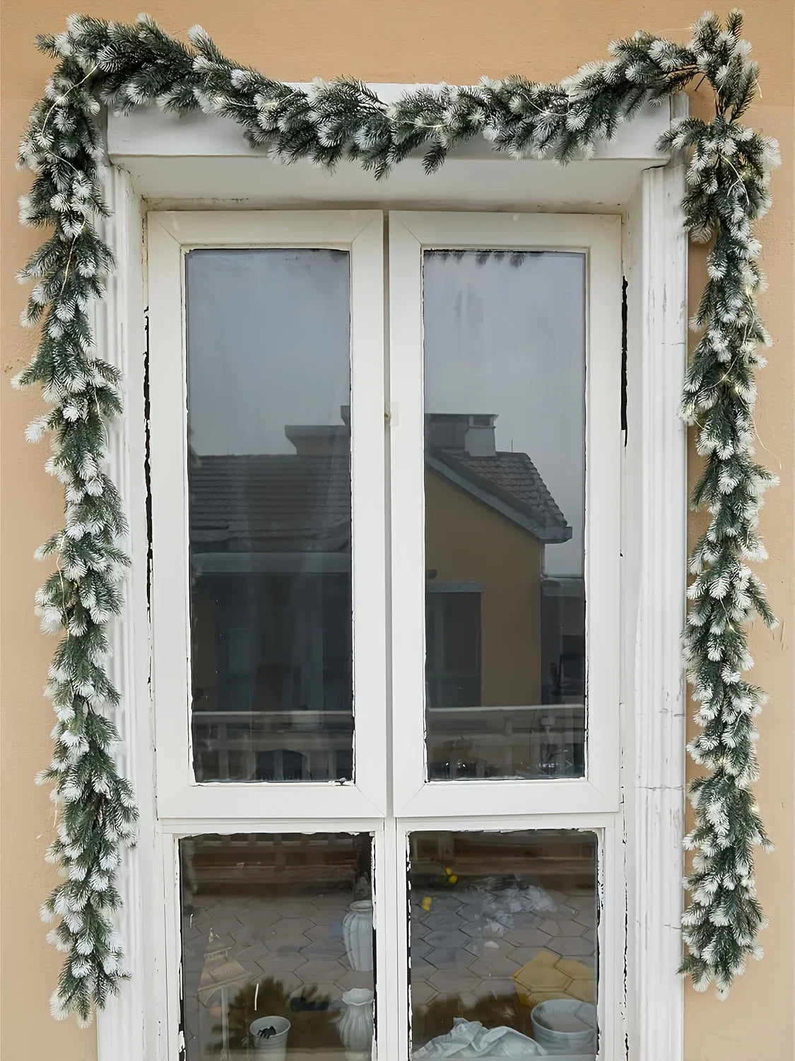 Rattan Christmas Wreath 6.4ft White Artificial Pine Ring