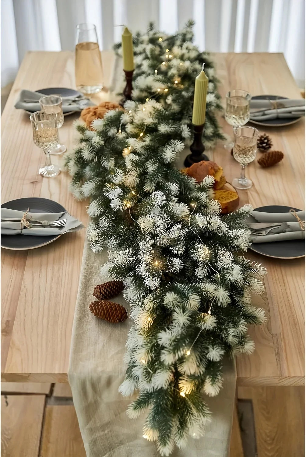 Rattan Christmas Wreath 6.4ft White Artificial Pine Ring