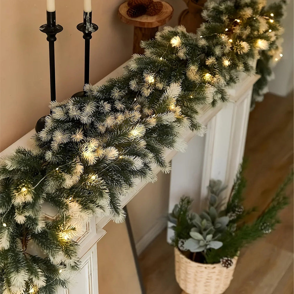 Rattan Christmas Wreath 6.4ft White Artificial Pine Ring