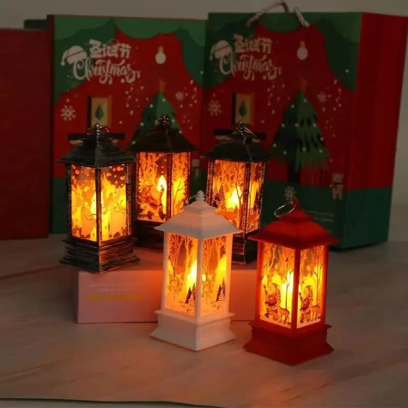 New Luxurious Christmas Ornament LED Lamp Desktop Hanging Santa Claus Elk Lantern Xmas Home Party Decoration Prop Lights Kids Gift