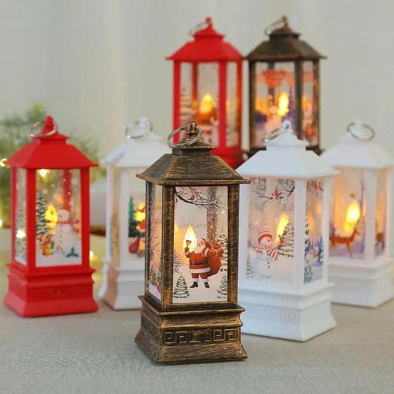 Christmas LED Lantern — Santa & Elk Decoration