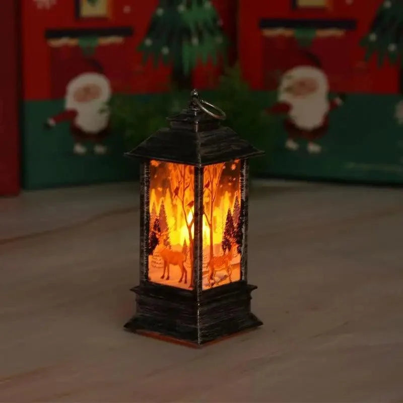 Christmas LED Lantern — Santa & Elk Decoration