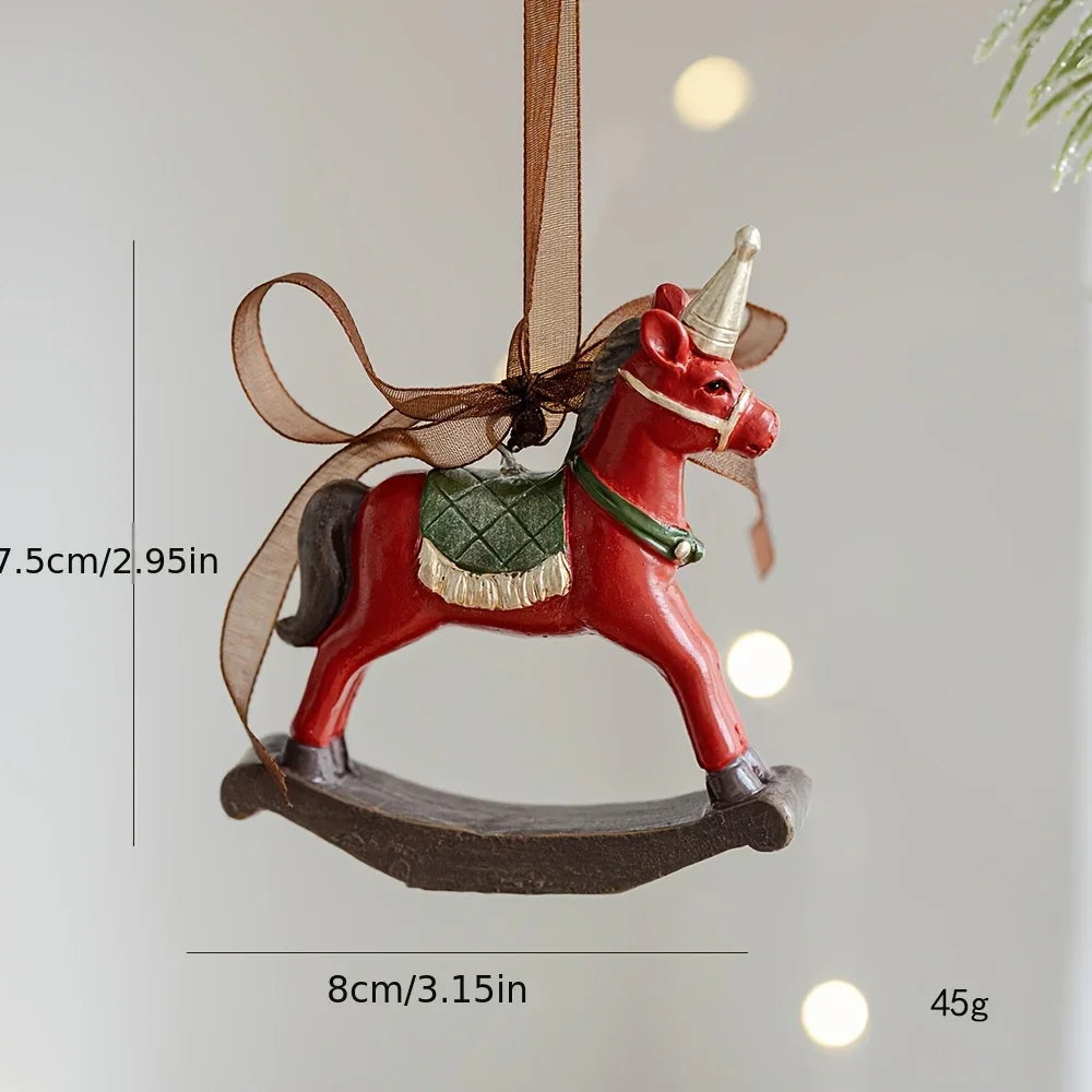 Resin Christmas Tree Decoration Pendants with Ribbons & Pine Cones