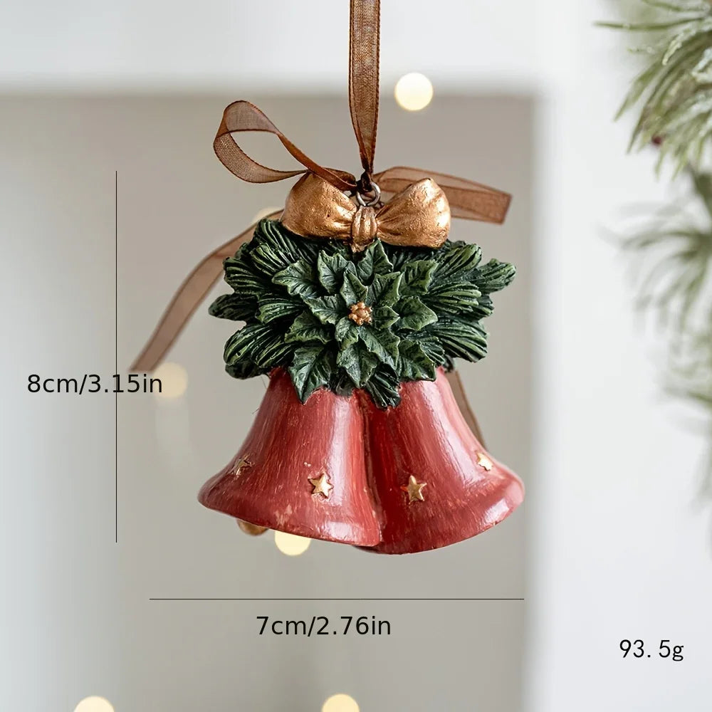Resin Christmas Tree Decoration Pendants with Ribbons & Pine Cones